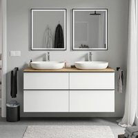 Bernstein - Unterschrank lavoa 140cm für Aufsatzwaschbecken Badmöbel: Weiß matt, Metallgriff: Chrom, Waschtischplatte: Eiche Honiggold Bernstein - Unterschrank lavoa 140cm für Aufsatzwaschbecken Badmöbel: Weiß matt, Metallgriff: Chrom, Waschtischplatte: Eiche Honiggold von Bernstein