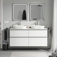 Unterschrank Bernstein lavoa 140cm für Aufsatzwaschbecken Badmöbel: Weiß matt, Metallgriff: Schwarz matt, Waschtischplatte: Weiß matt Unterschrank Bernstein lavoa 140cm für Aufsatzwaschbecken Badmöbel: Weiß matt, Metallgriff: Schwarz matt, Waschtischplatte: Weiß matt von Bernstein