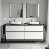 Unterschrank Bernstein lavoa 160cm für Aufsatzwaschbecken Badmöbel: Weiß matt, Metallgriff: Chrom, Waschtischplatte: Mitternachtsblau matt Unterschrank Bernstein lavoa 160cm für Aufsatzwaschbecken Badmöbel: Weiß matt, Metallgriff: Chrom, Waschtischplatte: Mitternachtsblau matt von Bernstein