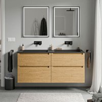 Unterschrank Bernstein vireo 140cm mit Mineralguss Waschbecken bruxelles Badmöbel: Eiche Honiggold, Waschbecken: Schwarz matt ohne Hahnloch Unterschrank Bernstein vireo 140cm mit Mineralguss Waschbecken bruxelles Badmöbel: Eiche Honiggold, Waschbecken: Schwarz matt ohne Hahnloch von Bernstein