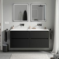 Unterschrank Bernstein vireo 140cm mit Mineralguss Waschbecken cream Badmöbel: Schwarz matt, Waschbecken: Weiß matt ohne Hahnloch Unterschrank Bernstein vireo 140cm mit Mineralguss Waschbecken cream Badmöbel: Schwarz matt, Waschbecken: Weiß matt ohne Hahnloch von Bernstein