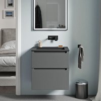 Unterschrank Bernstein vireo 60 cm mit Mineralguss Waschbecken bruxelles - Korpus Anthrazit matt, Waschbecken Schwarz matt ohne Hahnloch von Bernstein