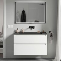 Bernstein - Unterschrank vireo 80 cm mit Mineralguss Waschbecken bruxelles - Korpus Weiß matt, Waschbecken Schwarz matt ohne Hahnloch Bernstein - Unterschrank vireo 80 cm mit Mineralguss Waschbecken bruxelles - Korpus Weiß matt, Waschbecken Schwarz matt ohne Hahnloch von Bernstein