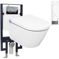 WC-Komplettpaket 18 Bernstein Dusch-WC Pro+ 1102 mit Vorwandelement G3008 und Betätigungsplatte Modell schwarz Glas von Bernstein