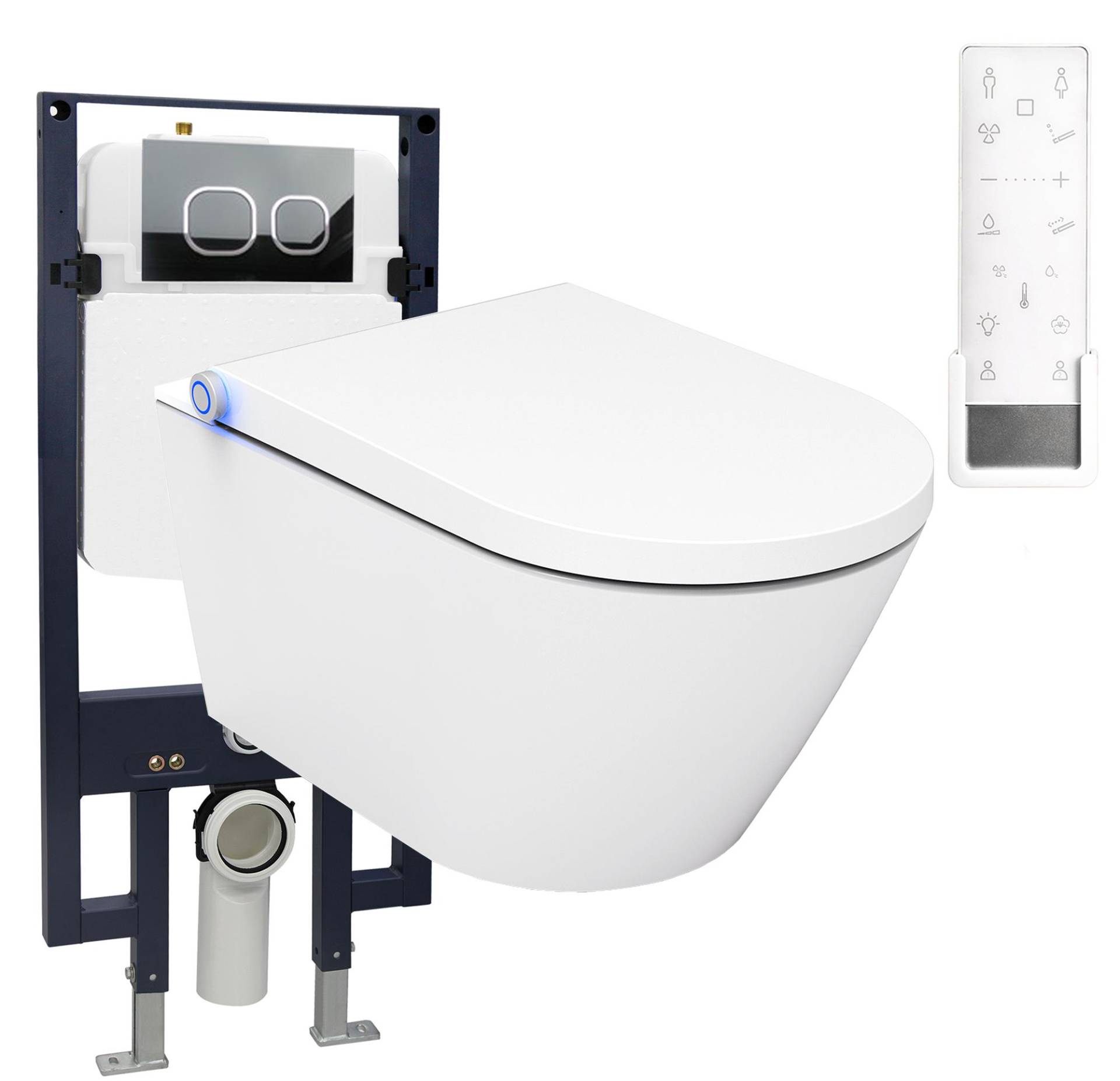 WC-Komplettpaket 18: Bernstein Dusch-WC Pro + 1102 und Soft-Close Sitz mit Vorwandelement G3008 und Betätigungsplatte vorne von Bernstein