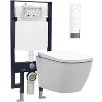 WC-Komplettpaket 28 Bernstein Dusch-WC PRO+ 1104 Vorwandelement G3008 Modell Weiß Glas von Bernstein
