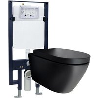 WC-Komplettpaket Bernstein 42 B-8030R Schwarz matt mit Soft-Close Sitz Vorwandelement G3008 Betätigungsplatte 4111 Weiß matt WC-Komplettpaket Bernstein 42 B-8030R Schwarz matt mit Soft-Close Sitz Vorwandelement G3008 Betätigungsplatte 4111 Weiß matt von Bernstein
