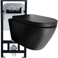 WC-Komplettpaket Bernstein 43 B-8030R Schwarz matt mit Soft-Close Sitz Vorwandelement G3004A Betätigungsplatte 4111 Schwarz matt WC-Komplettpaket Bernstein 43 B-8030R Schwarz matt mit Soft-Close Sitz Vorwandelement G3004A Betätigungsplatte 4111 Schwarz matt von Bernstein