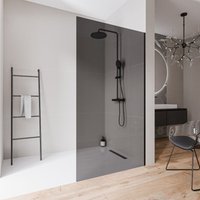 Walk-In Bernstein EX102-2 10mm Nano Graues Glas Edelstahl Schwarz matt 120x220cm ohne Bodenprofil von Bernstein