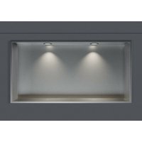 Wandnische Edelstahl Bernstein NT206010X mit LED-Spot 20x60x10 cm Edelstahl gebürstet 2x Spot Einbaurahmen Schwarz matt von Bernstein