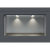 Wandnische Edelstahl Bernstein NT206010X mit LED-Spot 20x60x10 cm Edelstahl gebürstet 2x Spot Einbaurahmen Chrom von Bernstein
