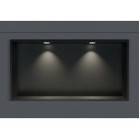 Wandnische aus Edelstahl NT306010X mit LED-Spot - 30 x 60 x 10 cm (H x B x T) - Farbe wählbar Schwarz, 2x Spot Einbaurahmen Chrom von Bernstein