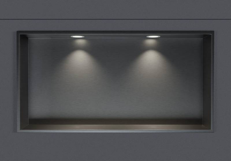 Wandnische aus Edelstahl NT306010X mit LED-Spot - 30 x 60 x 10 cm (H x B x T) - Farbe wählbar von Bernstein