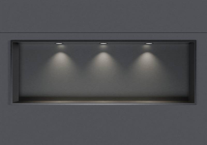 Wandnische aus Edelstahl NT309010X mit LED-Spot - 30 x 90 x 10 cm (H x B x T) - Farbe wählbar von Bernstein