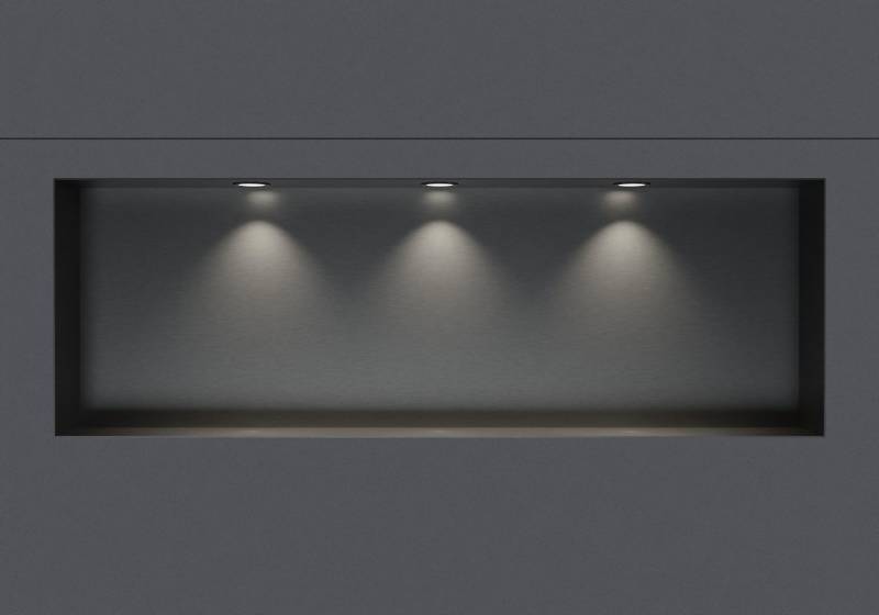 Wandnische aus Edelstahl NT309010X randlos mit LED-Spot - 30 x 90 x 10 cm (H x B x T) - Farbe wählbar von Bernstein