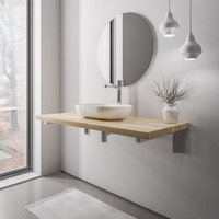 Waschtischplatte Bernstein purewood Eiche Massiv mit Konsolenträger - 120 cm, Chrom von Bernstein