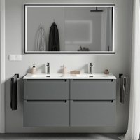 Waschtischunterschrank Bernstein vireo 120 cm mit Doppelwaschbecken Weiß - Badmöbelfarbe Anthrazit matt Waschtischunterschrank Bernstein vireo 120 cm mit Doppelwaschbecken Weiß - Badmöbelfarbe Anthrazit matt von Bernstein