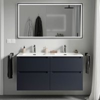 Waschtischunterschrank Bernstein vireo 120cm mit Doppelwaschbecken Weiß Badmöbel: Mitternachtsblau matt Waschtischunterschrank Bernstein vireo 120cm mit Doppelwaschbecken Weiß Badmöbel: Mitternachtsblau matt von Bernstein