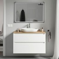 Waschtischunterschrank Bernstein vireo 80 cm für Aufsatzwaschbecken - Korpus Weiß matt, Waschtischplatte Eiche Honiggold Waschtischunterschrank Bernstein vireo 80 cm für Aufsatzwaschbecken - Korpus Weiß matt, Waschtischplatte Eiche Honiggold von Bernstein