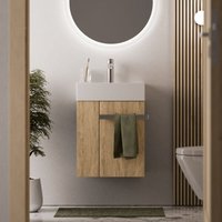 Waschtischunterschrank Gäste-WC Bernstein compact 450 mit Waschbecken 45 cm Regal links Badmöbel: Eiche Honiggold, Metallgriff: Chrom Waschtischunterschrank Gäste-WC Bernstein compact 450 mit Waschbecken 45 cm Regal links Badmöbel: Eiche Honiggold, Metallgriff: Chrom von Bernstein