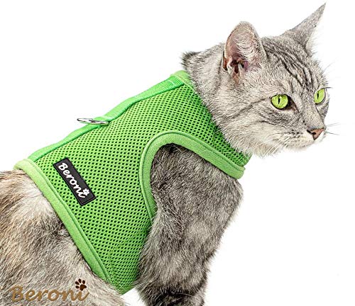Beroni Katzengeschirr Cat Walking Jacket Brustgeschirr Weste ausbruchsicher NO Escape grün (Medium) von Beroni