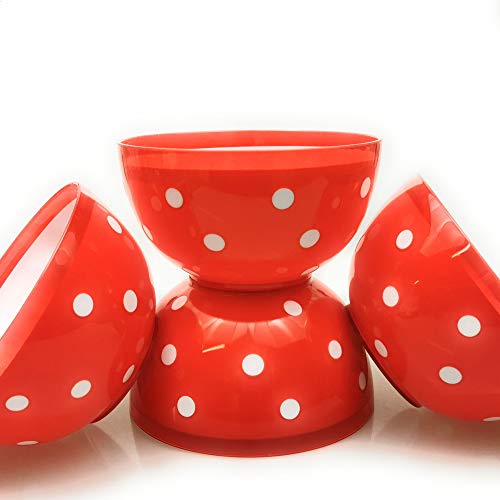 Berossi Müslischale Suppenschüsseln rot gepunktet Suppenschüssel | Müslischalen runde Schalen kleine Schüsseln Müslischüssel Schüssel Set | Retro Müsli Schale Servierschale 700 ml | 4 Stück von Berossi