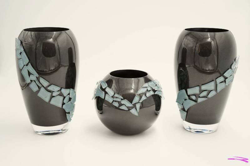 Beroya Designs Dekovase Handgefertigte Vasen: Moderne Interpretation der Mosaikgeschichte (Kunsthandwerk Ornamente, Wohnkultur, für Haus), Vielfältige Dekovasen: Schwarz, mehr in verschiedenen Größen & Stilen von Beroya Designs