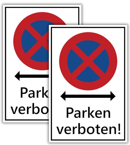 2 Stück (30 x 20 cm) Parken Verboten Schild - aus stabiler PVC Hartschaumplatte - 3 mm stark - mit UV-Schutz und witterungsbeständig - Privatparkplatz Schild - Klares Zeichen für Parkverbot von BerpaHome