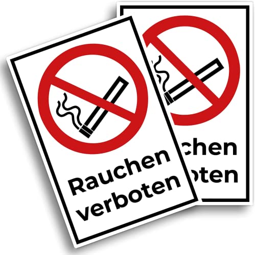 2 Stück (30 x 20 cm) - Rauchen verboten schild - rauchverbot schild - stabil aus PVC Hartschaum Platte - 3 mm stark - mit UV-Schutz und witterungsbeständig von BerpaHome