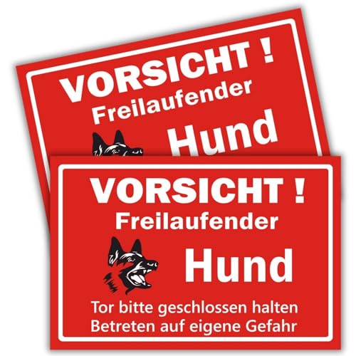 2 Stück Achtung Hund Schild (30 x 20 cm - 3 mm) - Warnung vor dem Hund Schilder - Schild Hund Warnung aus hochwertigem Kunststoff - Hundeschilder Warnung von BerpaHome