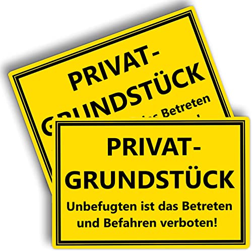 2 Stück - Privatgrundstück Schilder - (30x20 cm - 3 mm Kunststoff) - Betreten und Befahren verboten - Schild Privatgrundstück - Privatweg - Zutritt verboten - Durchgang Privat - Betreten Verboten von BerpaHome