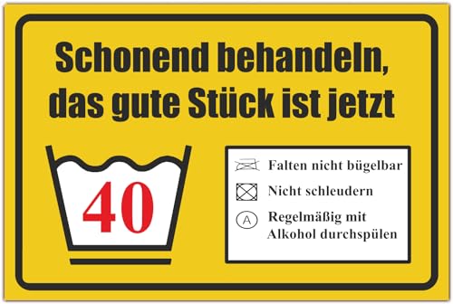 BerpaHome Das gute Stück ist Vierzig - 30 x 20 cm 3mm Schild - Partydeko Geburtstagskarte Geschenkidee Geburtstagsdeko - Geschenk Geburtstagsgeschenk 40. Geburtstag 40 Jahre Männer & Frauen 40er von BerpaHome