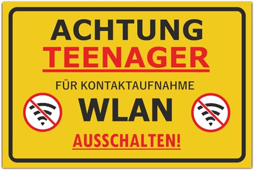 Vorsicht Teenager Schild (30 x 20 cm 3mm) - Lustiges Geschenk für Teenager zur Jugendweihe oder zum Geburtstag -Türschild als Teenager Zimmer Deko - Für Jungen und Mädchen von BerpaHome