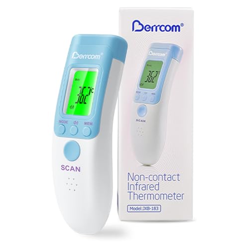 Berrcom Fieberthermometer Kontaktlos Stirnthermometer für Babys Infrarot Digitales Medizinisches Thermometer mit Fieberalarm von Berrcom
