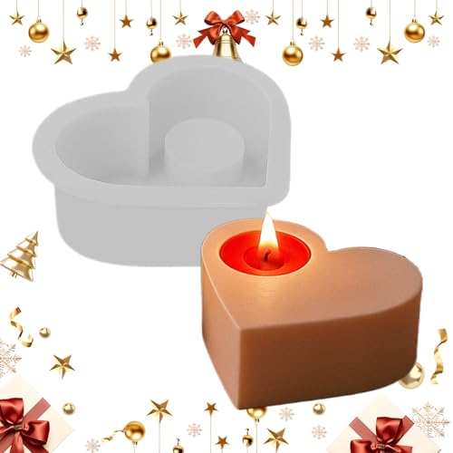 Berriphonia Candle Silikonform – 3D Love Heart Candlestick Epoxidguss, Silikonformen – Epoxidform für das Handwerk, handgefertigt, CastingDcreate tolles Harzguss, mit dieser Kerze von Berriphonia