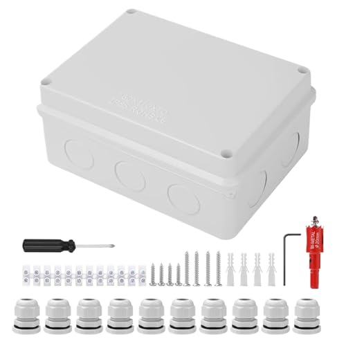 Berriphonia Electrical Junction Box Meatherproof | Wasserdichte Verbindungsbox für Projekt – Abdeckung mit Sichtfenster für Keller, Pool, Landschaft, Terrasse, Gate Indoor Backyards Garden von Berriphonia