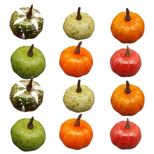 Berriphonia Fake Pumpkins – Small Craft Pumpkins Decor | Kreative Festliche Statue für Halway Home Party Desk Shelf Verleihen Sie Ihrem Zuhause einen festlichen Charme, indem Sie diese 12 falschen von Berriphonia