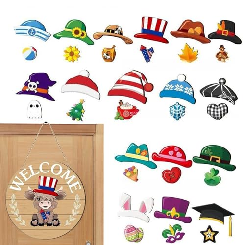 Berriphonia Tür Willkommensschild,Saisonales Holzkuh Türdekoration Willkommensschild Set | Rustikales Wohnaccessoire Für Herbst Weihnachten Halloween Büro Schlafzimmer Berriphonia Tür Willkommensschild,Saisonales Holzkuh Türdekoration Willkommensschild Set | Rustikales Wohnaccessoire Für Herbst Weihnachten Halloween Büro Schlafzimmer von Berriphonia