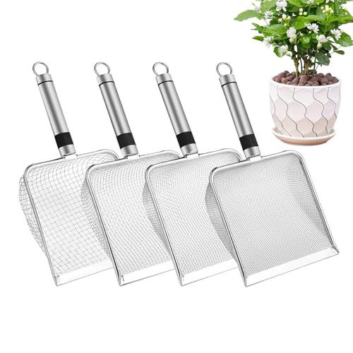 Boden-Tamera für Gartenarbeit: Sieblöffel für Blumentöpfe mit Griff, 4-teiliges Kompostfilter-Set | Mehrzweck-Siebwerkzeug für Bonsai Pflege Houscaping Landscapi von Berriphonia