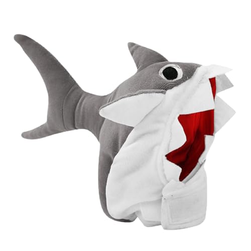 Haifisch-Hut – Niedlicher Plüschhai-Kopfschmuck für Welpen und Kätzchen, Hai-Kopfschmuck aus Plüsch für Haustiere, verstellbarer Helm für Cosplay für kleine Hunde und Haifisch-Hut – Niedlicher Plüschhai-Kopfschmuck für Welpen und Kätzchen, Hai-Kopfschmuck aus Plüsch für Haustiere, verstellbarer Helm für Cosplay für kleine Hunde und von Berriphonia