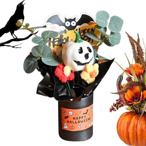 Halloween-Strauß – künstliche Herbstblumen, gruselig, Pumpkin Halloween-Dekoration | gruseliges Blumenmädchenstück, Seidengesteck in Orange, Schwarz, wiederverwendbare Tischdekoration von Berriphonia