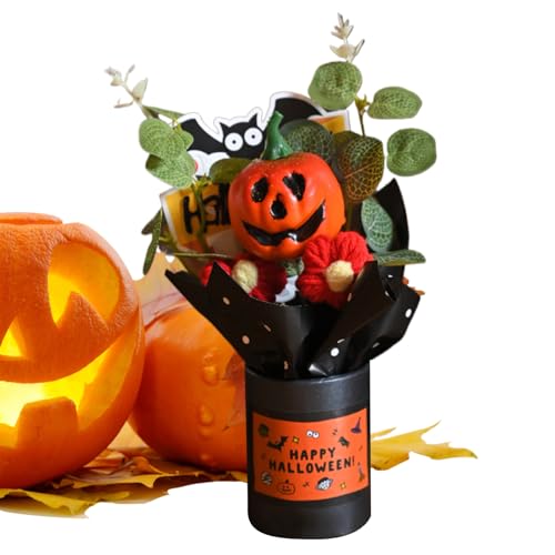 Halloween-Strauß – schwarzes Orangen-Arrangement, Herbst-Seidenblumen-Anzeige | Tischdekoration mit Halloween-Thema, künstliche Kürbisblüten, Meisterstück der Saison von Berriphonia