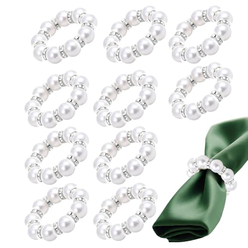 Set mit dekorativen Serviettenringen – elegantes Accessoire 4 cm, Halter aus Imitationsperlen, luxuriöse Catering-Ornament | Hochzeitstischdekoration für Küche und Bankett, von Berriphonia