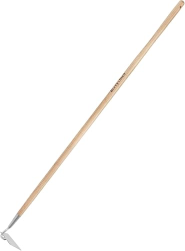 Berry&Bird Gartenhacke mit langem Holzstiel, 148 cm, Edelstahl Unkrauthacke Flachstahl-Klinge, für Gartenarbeit Graben Boden Lockerung, Kanten & Kultivierung von Berry&Bird