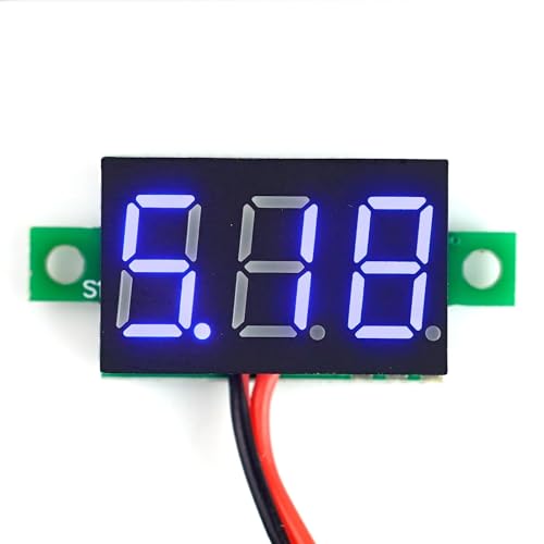 BerryBase 0,28 Mini Digital-Voltmeter mit LED Anzeige, 3,2-30V, 2-Wire, blau von BerryBase