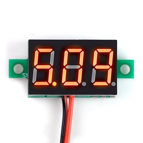 BerryBase 0,28 Zoll Mini Digital Voltmeter mit 7-Segment LED-Anzeige, DC 3,2V-30V, 2-Wire Spannungsprüfer, Mini Digital Messgerät Tester, Spannungsmess-Modul, rot von BerryBase