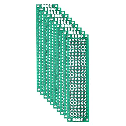 BerryBase 10er Lochrasterplatte, doppelseitige PCB Board Prototype Lochrasterplatine für DIY Löten und Elektronisches Projekt, Kompatibel mit Arduino Kits, 2x8cm von BerryBase