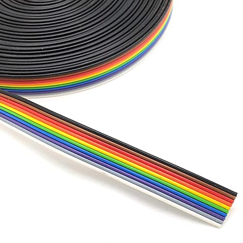 BerryBase 10m Flachbandkabel 10 Pin, RM 1,4mm Rainbow Kabel mit AWG 24 für Raspberry Pi Breadboard oder Arduino von BerryBase