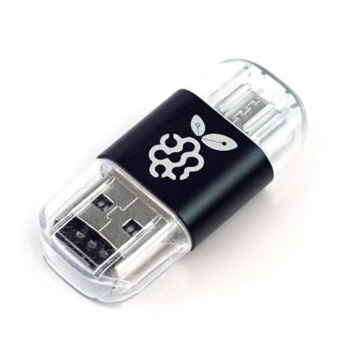 BerryBase 2in1 microSD Cardreader mit USB-A und USB-C Stecker, USB 2.0, schwarz von BerryBase