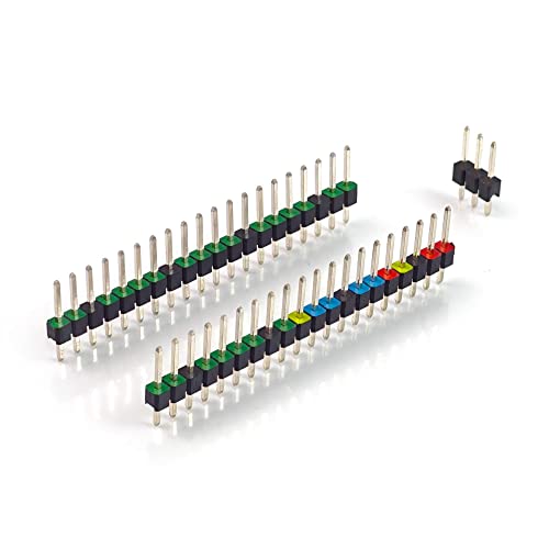 BerryBase 2x20 Pin und 1x3 Pin Stiftleiste für Raspberry Pi Pico, farbig kodiert, Oben, gpio Stacking Header, Pin Header Set für Raspberry Pi Pico, 2-reihige Stiftleisten,11mm von BerryBase